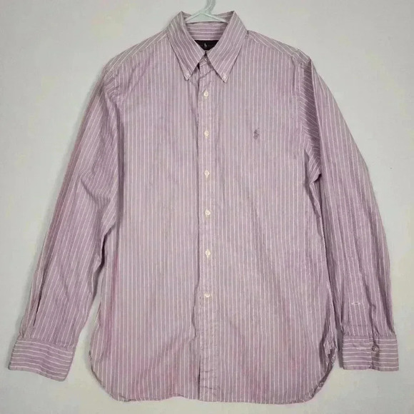 Lot of 2 Polo Ralph Lauren Men’s Button Up Dress Shirts Slim Fit Sz 16 Prpl Blue - Picture 2 of 16